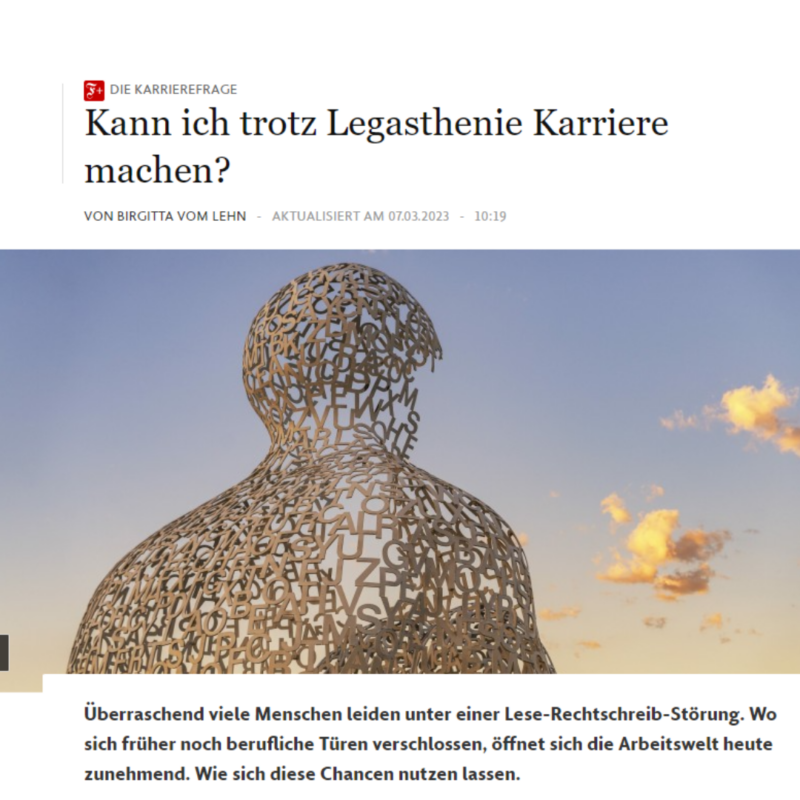 Gründer und Legastheniker Lars Michael Lehmann von Legasthenie Coaching im FAZ-Bericht